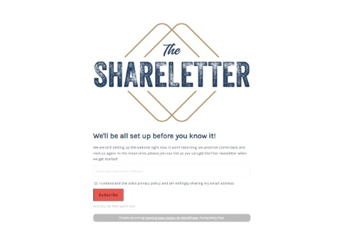 theshareletter.com uses the Minimal Coming Soon WordPress plugin