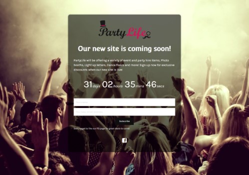 partylife.co.uk uses the Minimal Coming Soon WordPress plugin