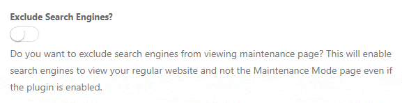Maintenance Mode exclude search engines