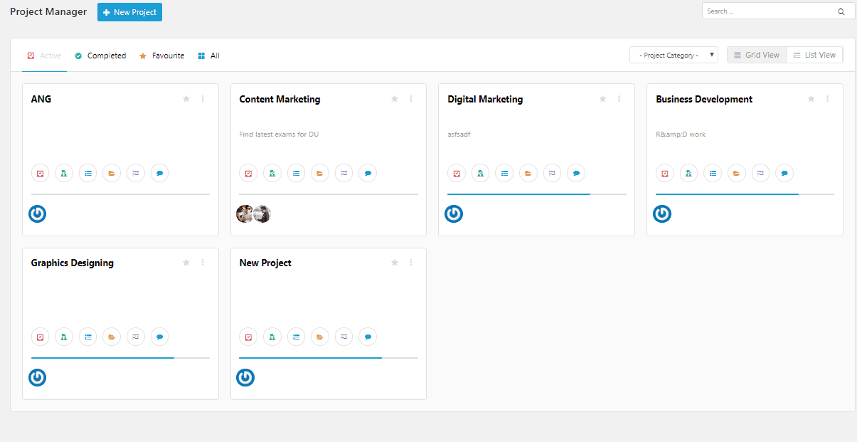 Use the dashboard to get an overview of all the projects you’ve started and finished