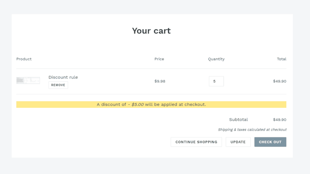 Display Discounts on the Checkout Page