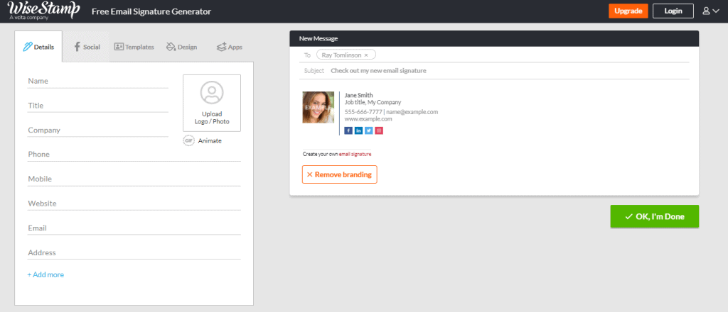 Free Email Signature Generator by WiseStamp