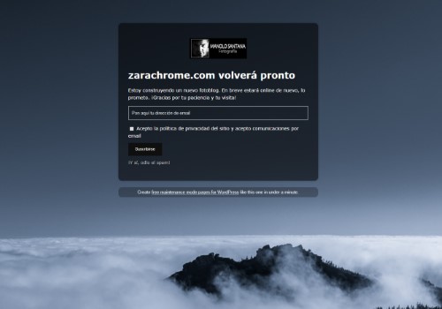 zarachrome.com uses the Minimal Coming Soon WordPress plugin