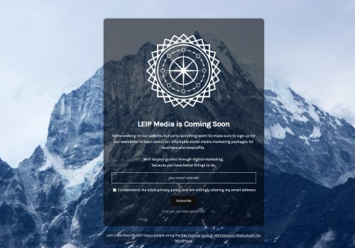 www.leipmediamarketing.com uses the Minimal Coming Soon WordPress plugin