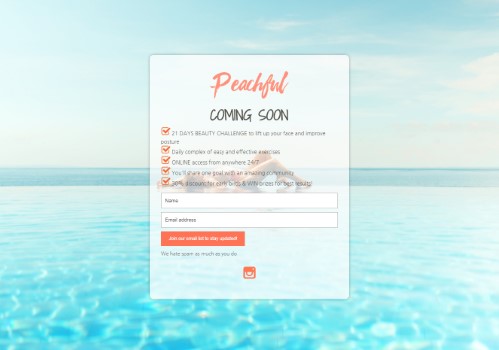 peachful.co uses the Minimal Coming Soon WordPress plugin