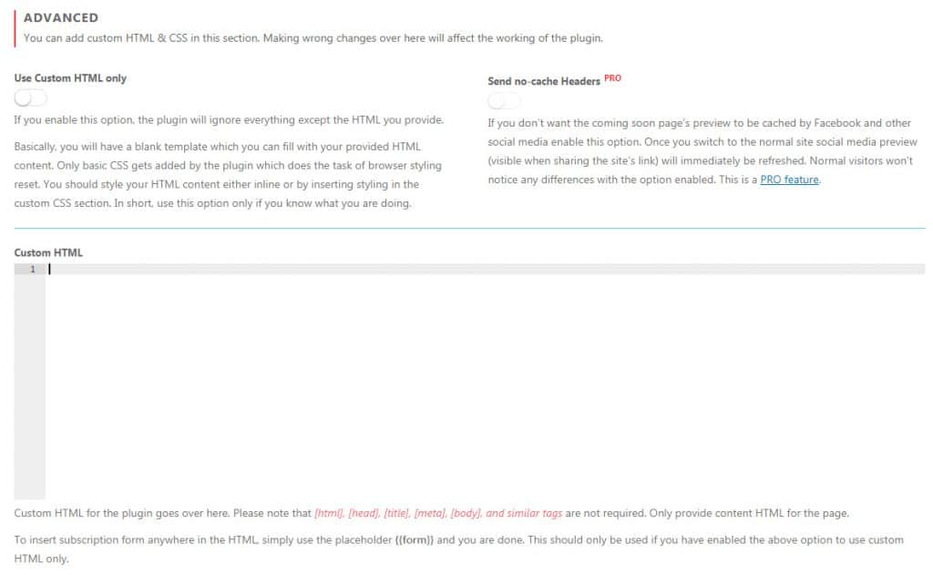 Maintenance Mode custom HTML