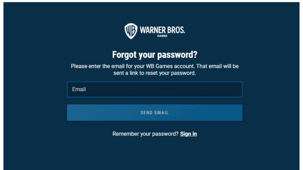 Reset Your WB Games Account Password