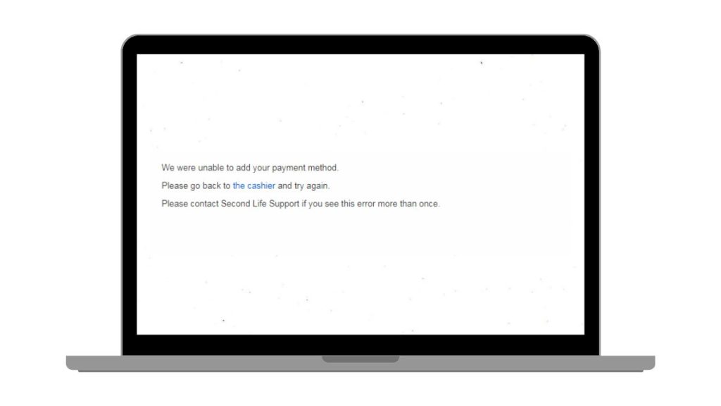Can’t Add a Payment Method on SecondLife.com