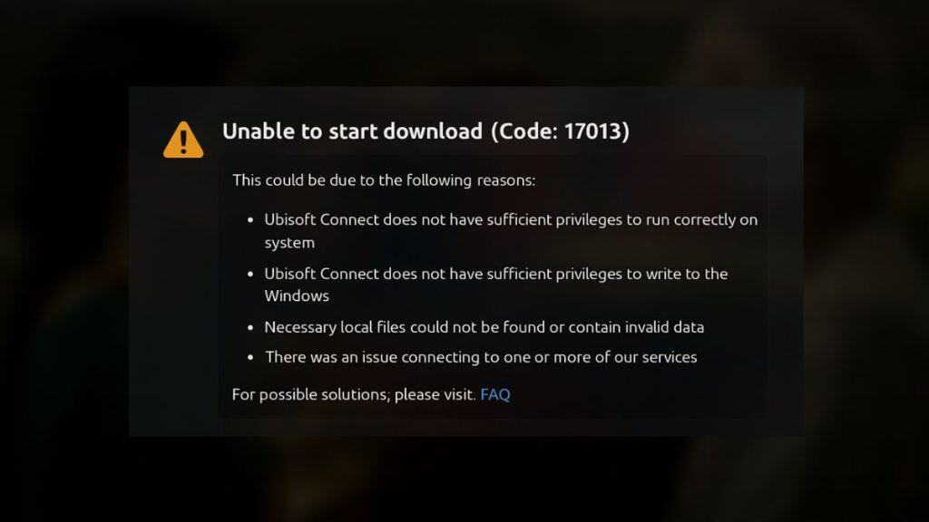 Common Causes of Ubisoft Connect Error 17013
